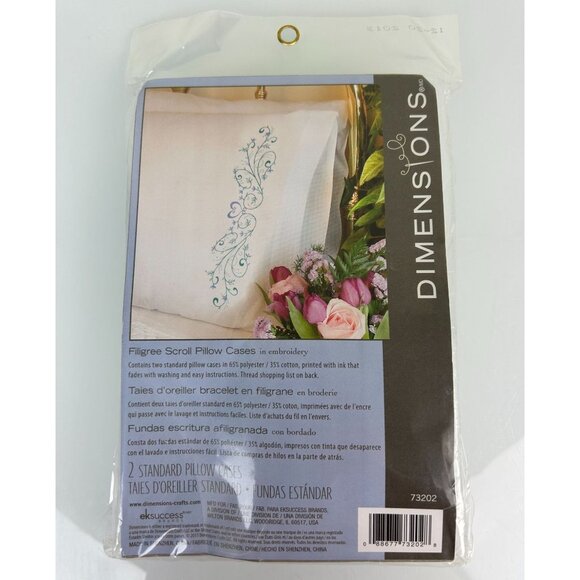 NEW Dimensions 73202 FILIGREE SCROLL Heart Pillowcase Embroidery Pillowcase Kit - Picture 2 of 11